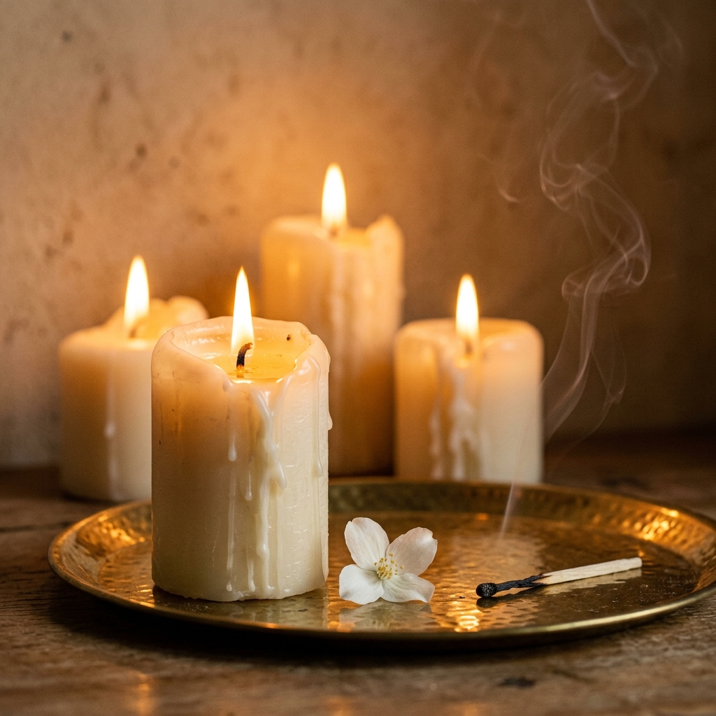 Luxury spa candle setup